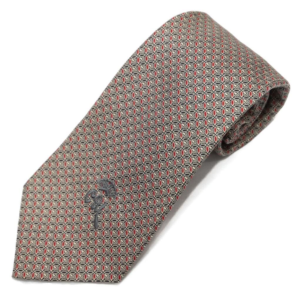 Countessa Mara Red Black Geometric Shape 100% Silk Tie Necktie